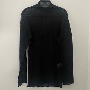 ISSEY MIYAKE pleated square black sheer mock neck long sleeve